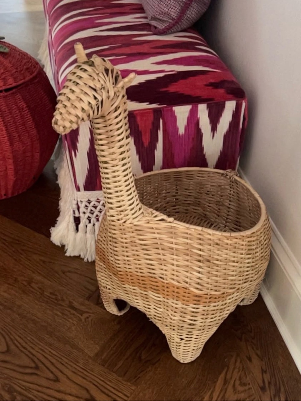 Pottery Barn Kids Handwoven Natural Rattan Giraffe Basket